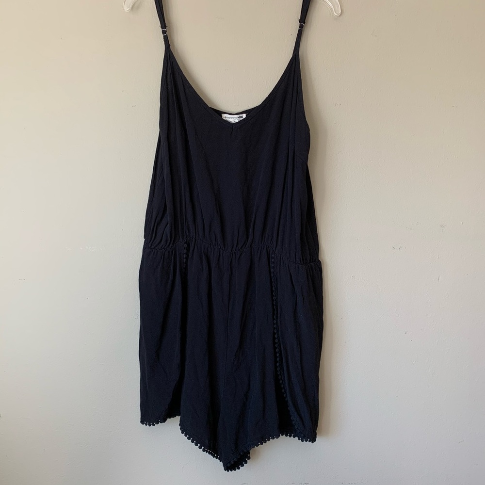 LA Hearts Black Pom-Pom Romper Large